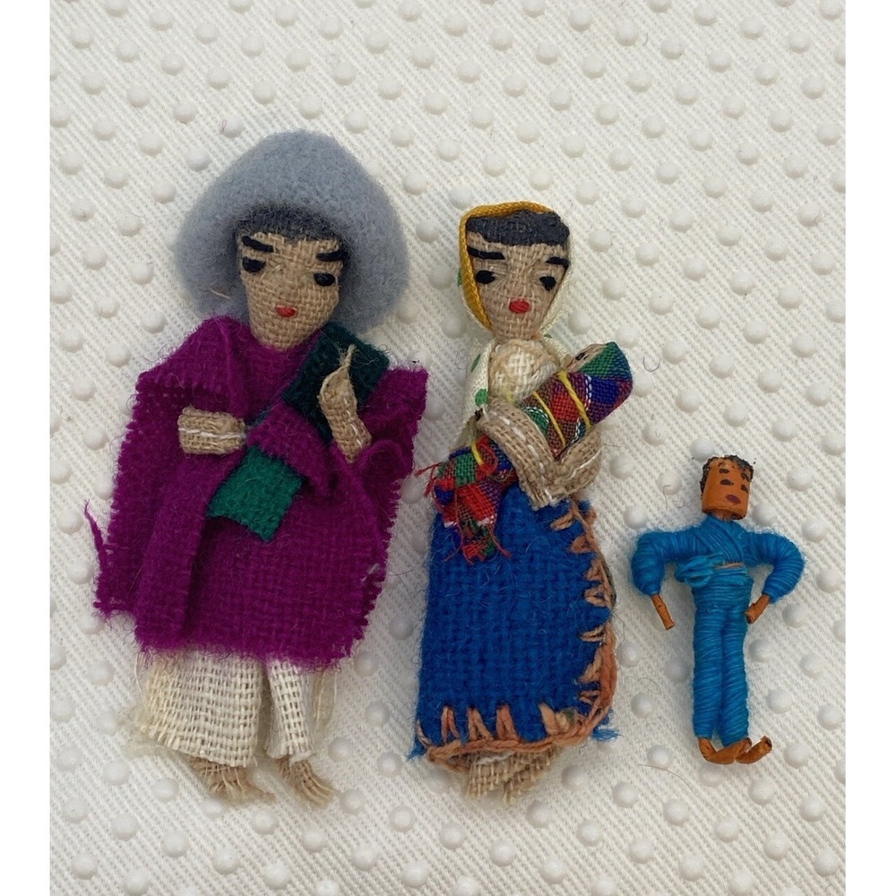 Guatemalan Worry Miniature Mini Doll Dolls Family Mom Dad Baby Child Woman Man